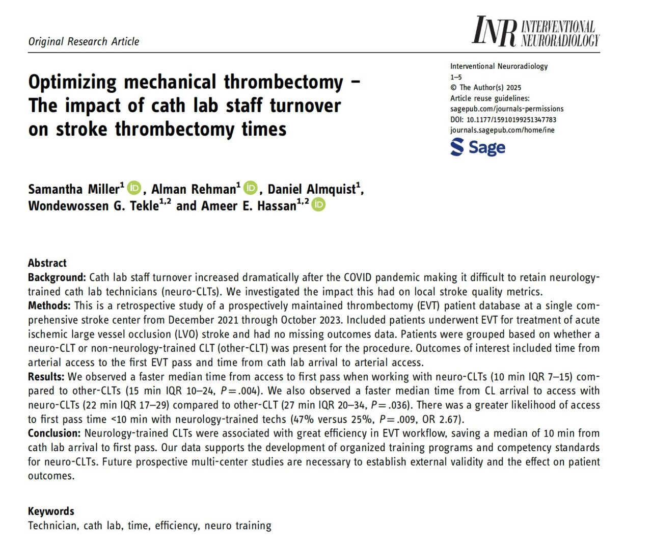 Ameer E. Hassan Highlights Faster Stroke Thrombectomy with Neurology-Trained Cath Lab Techs