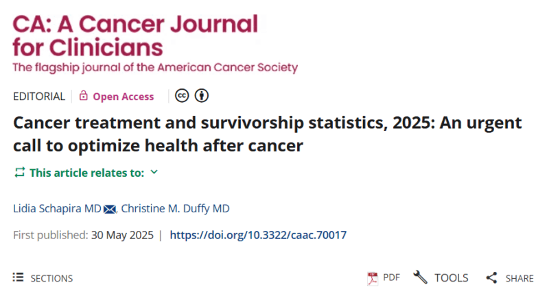 Cancer treatment and survivorship statistics, 2025 - A Cancer Journal for Clinicians