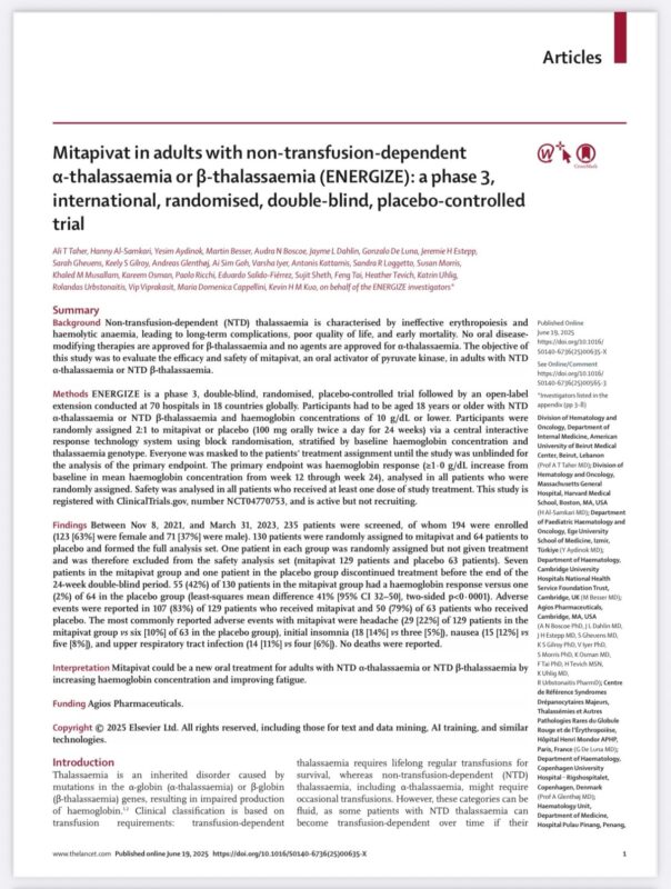 Khaled Musallam: No Better Conclusion For a Clinical Trial than For It to Be Published in the LANCET