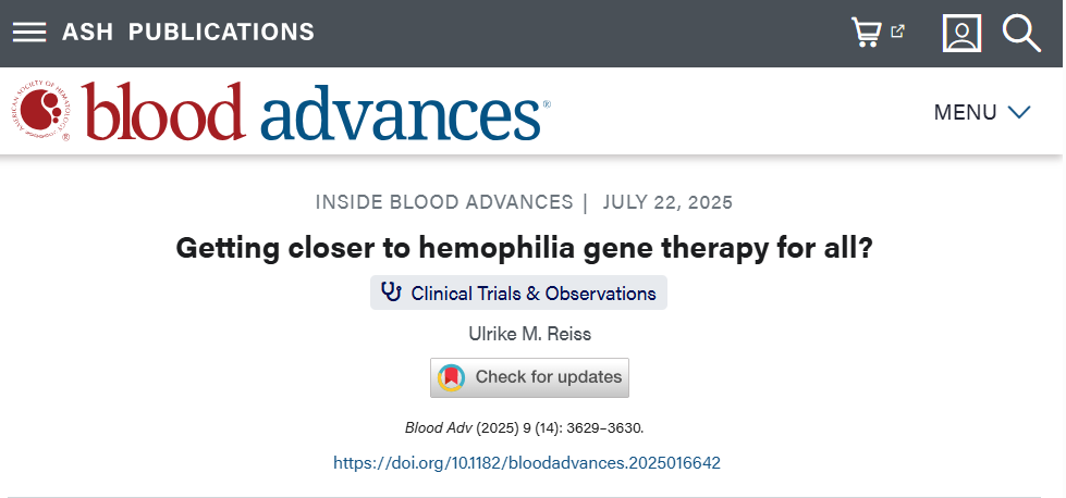 Toward Hemophilia Gene Therapy for All? Insights from Prof. Flora Peyvandi in Blood Advances