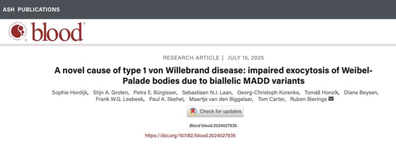 MADD: First Causal Gene for Quantitative Von Willebrand Disease Discovered