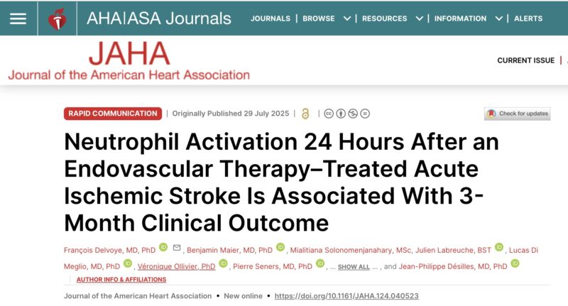 Francois Delvoye and Jean‐Philippe Désilles: Neutrophil Activation Affects Acute Ischemic Stroke Clinical Outcomes?