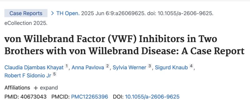 Robert Sidonio: VWF Inhibitors – A Family Affair