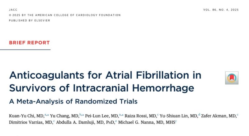 JACC Meta-Analysis: Anticoagulant Therapy for Atrial Fibrillation Patients Surviving Intracranial Hemorrhage