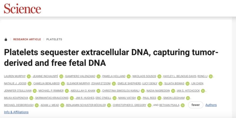 Blood Platelets Capture Tumor DNA and Fetal DNA — Boosting Early Cancer Detection and Prenatal Screening