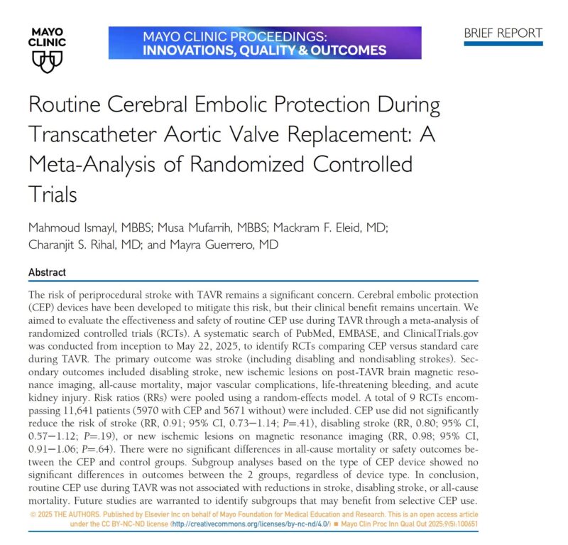 Mahmoud Ismayl: Meta-Analysis on Cerebral Embolic Protection in TAVR