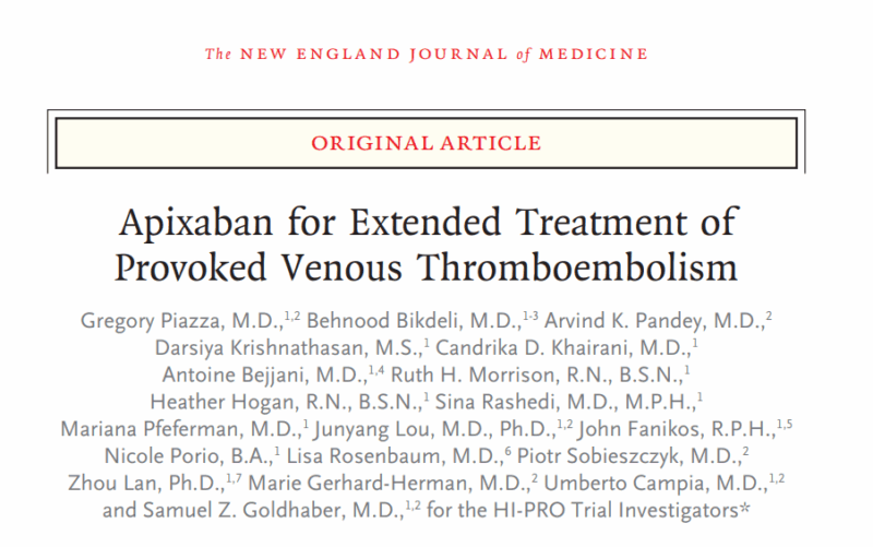 Low dose apixaban in VTE