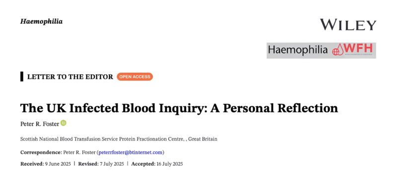 Michael Makris Shares Peter Foster's Letter To The Editor on Infected Blood Inquiry in the UK