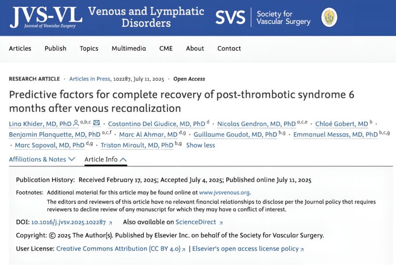 Lina Khider: Venous Recanalization of Chronic DVTs Cures Post-Thrombotic Syndrome!