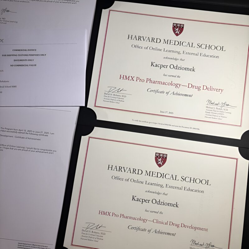 Kacper Odziomek Excels in 2 Pharmacology Courses from Harvard Medical School