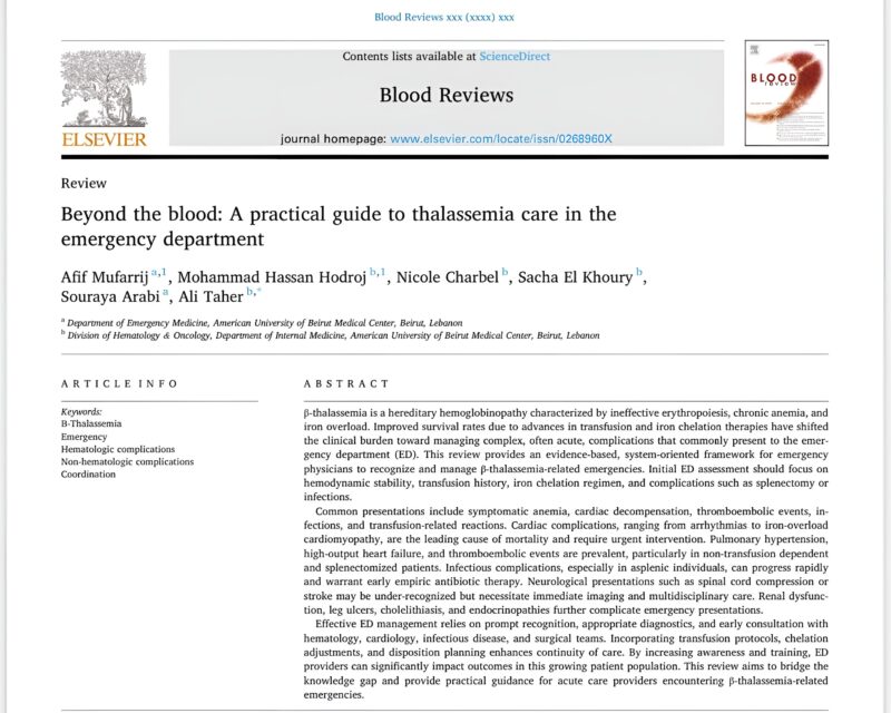 Thalassemia Knows No Borders: Ali Taher Shares Key Insights for Improved Emergency Care