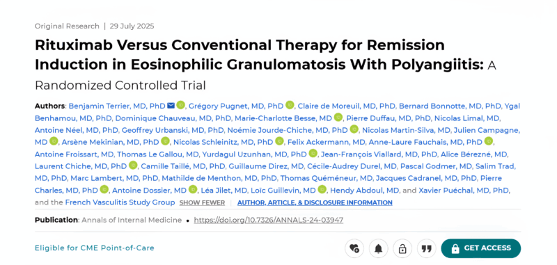 Benjamin Terrier: RCT Shows Rituximab Outperforms Conventional Therapy for Remission Induction in EGPA Annals of Int Med