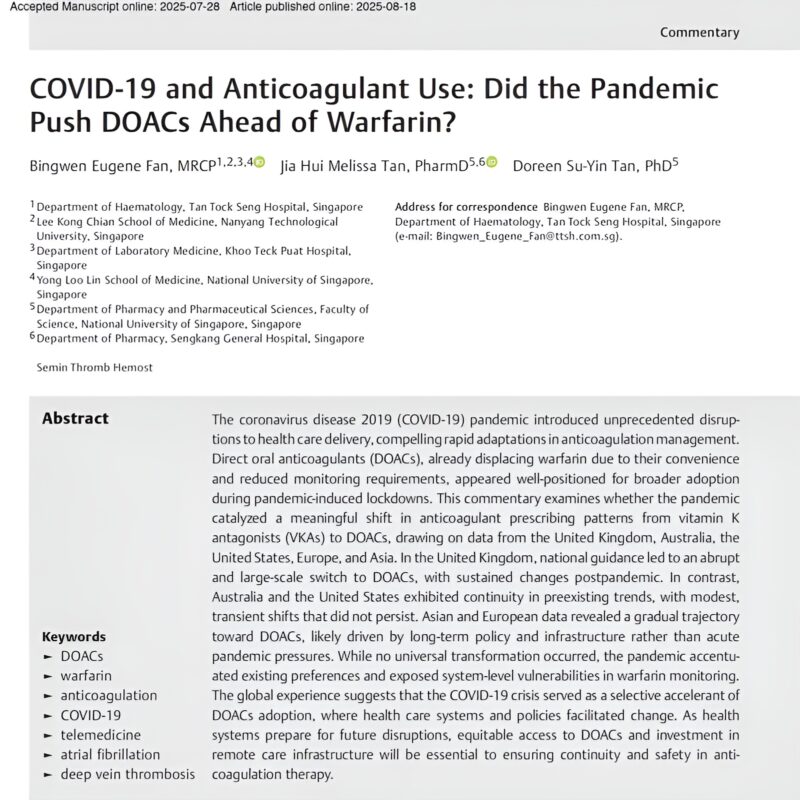 Emmanuel Favaloro on DOACs Versus Warfarin in the COVID19 Era