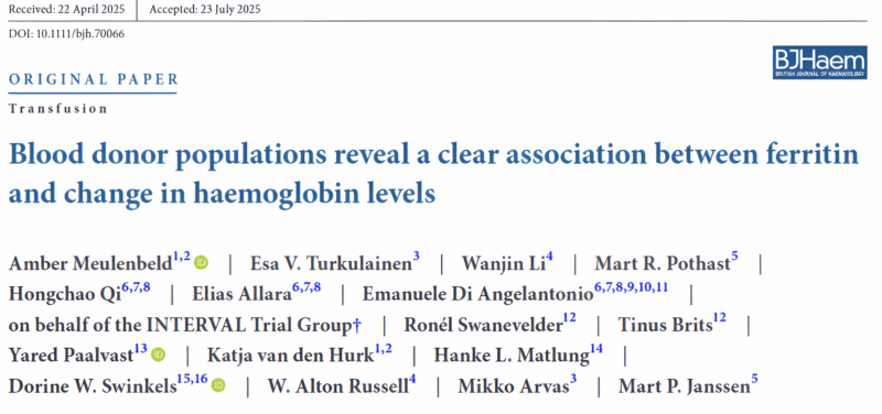 British Journal of Haematology – Ferritin and Haemoglobin Recovery Patterns