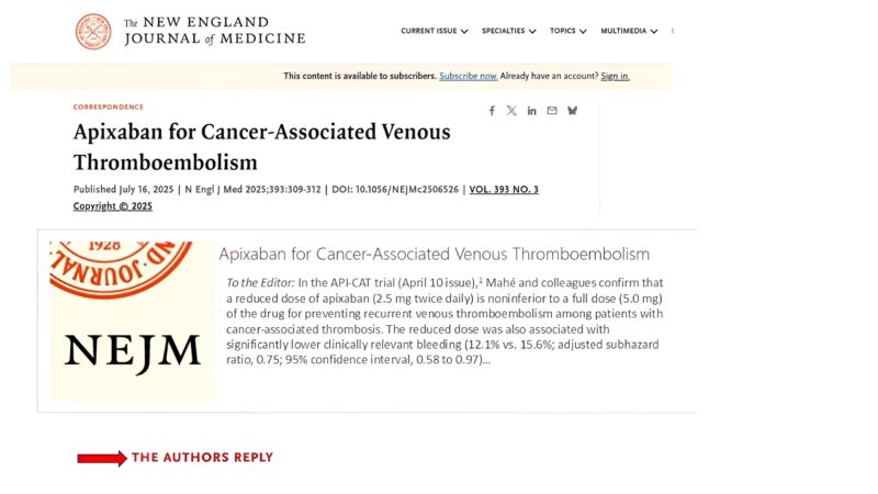 Isabelle Mahé Shares an Insight from APICAT Study: Use of Apixaban in Cancer Associated Thrombosis