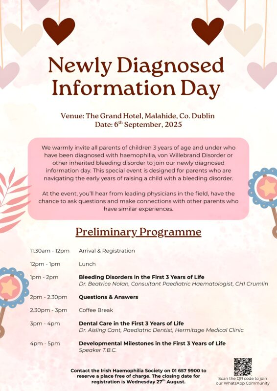 Irish Haemophilia Society Hosts Info Day for Parents of Young Children on Sep 6
