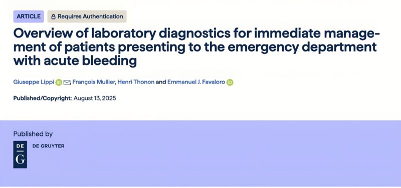 Giuseppe Lippi on Laboratory Diagnostics for Immediate Management of Acute Bleeding