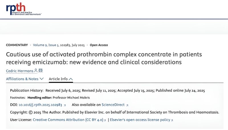 Cedric Hermans Shares His Vision for the Use of APCC During Emicizumab Prophylaxis