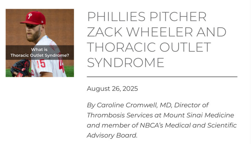 Zack Wheeler’s DVT Diagnosis Highlights Thoracic Outlet Syndrome Risks in Athletes: National Blood Clot Alliance