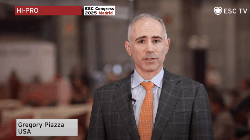 Gregory Piazza Presents HI-PRO Trial Results on VTE at ESC Congress