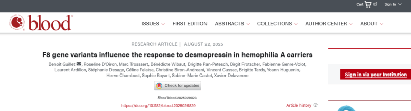 F8 Gene Variants Affect Desmopressin Response in Female Hemophilia A Carriers 1 desmopressin