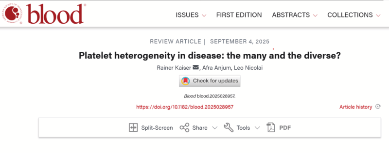 Dr. Leo Nicolai Discusses Platelet Heterogeneity in Latest Blood Publication