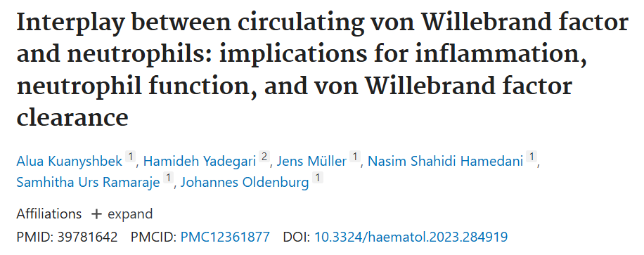 Inflammation: How VWF Influences Neutrophil Function