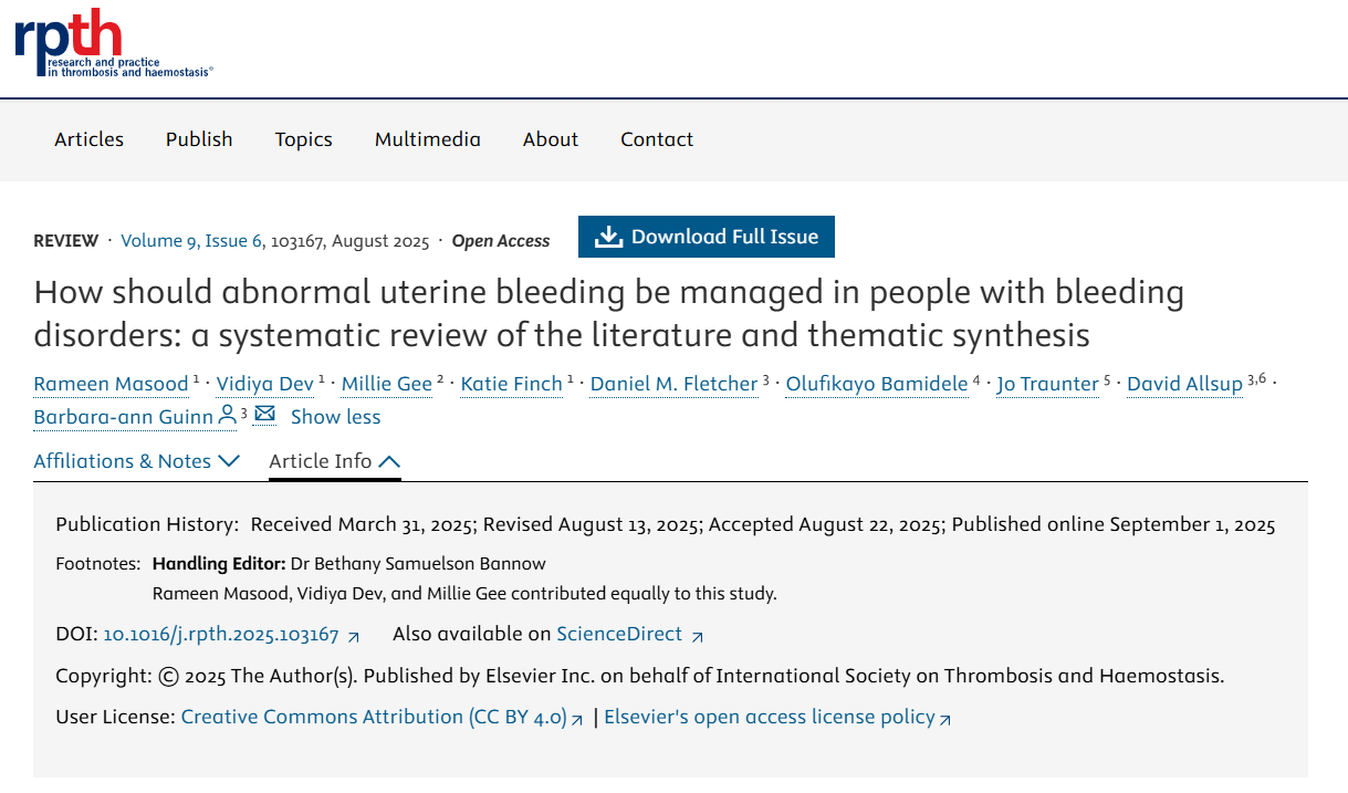 Rameen Masood: How Should Abnormal Uterine Bleeding be Managed in People With Bleeding Disorders