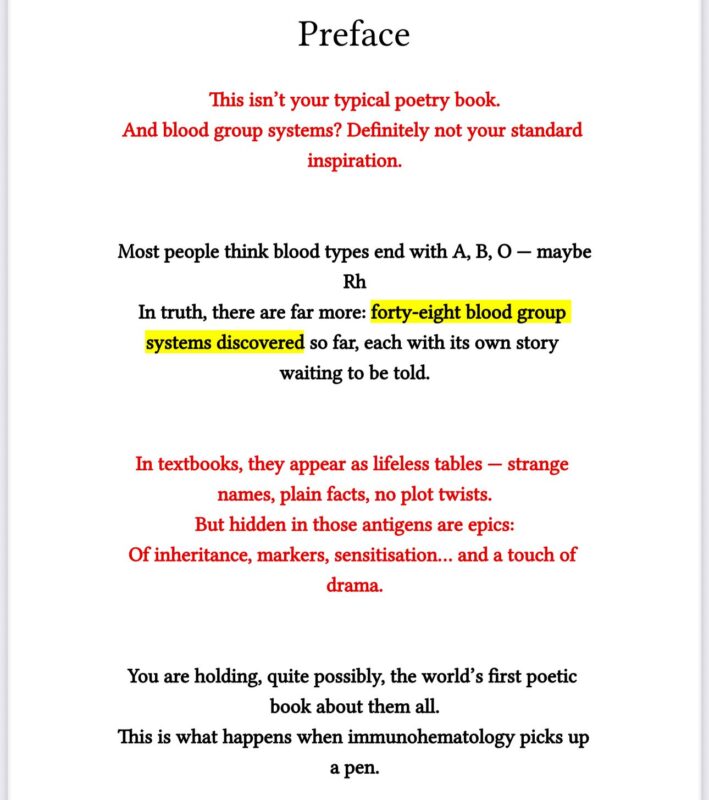“48 Poems on 48 Blood Group Systems” - Dr Bhavyaa Beriwal Blends Science and Poetry in Her New Transfusion Medicine Book
