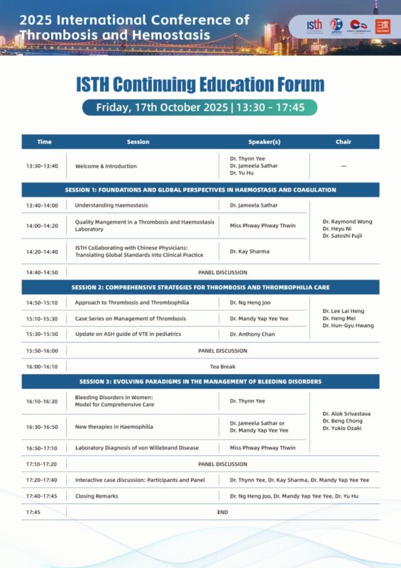 Kay Sharma: I Feel Incredibly Proud and Honored to Share the Final Agenda for The ISTH Continuing Education Forum