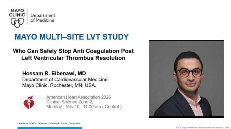 Hossam El Benawi to Present Latest Mayo Clinic Insights on Left Ventricular Thrombus at AHA 2026
