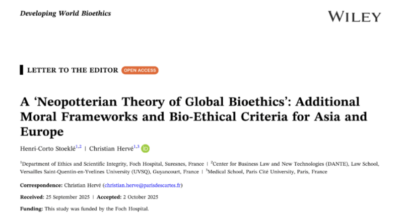 A Neopoterian Theory of Global Bioethics from Henri-Corto Stoeklé and Christian Hervé