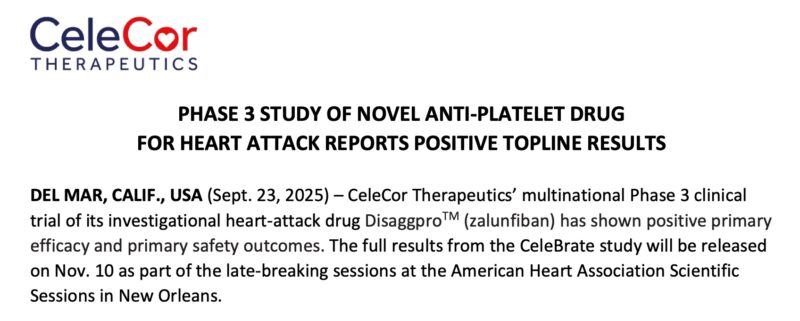Disaggro (Zalunfiban) for Pre-hospital Treatment of STEMI: Phase 3 Results to Be Presented at AHA 2025