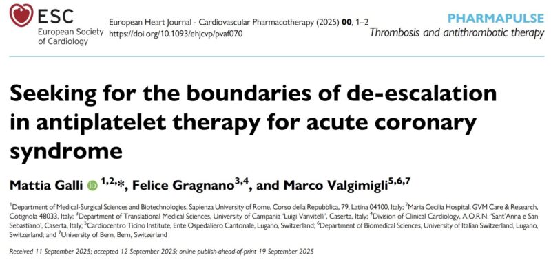 Mattia Galli Gives a Talk on Pharma Pulse About "De-escalation" of Antiplatelet Therapy in ACS