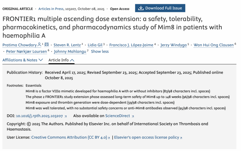 Wolfgang Miesbach: A Mim8 Extension Study by Pratima Chowdary's Team Showing Robust Profile in Hemophilia A