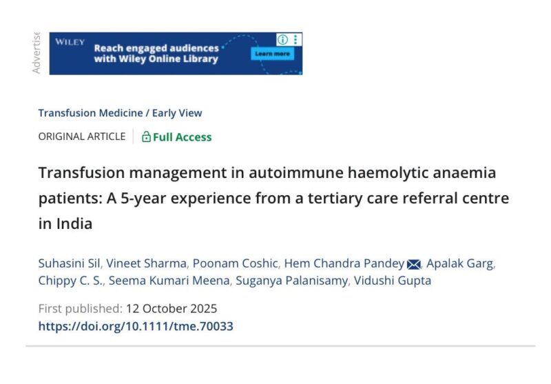 Suhasini Sil on Impact of AMBM Red Cell Transfusions in Improving Transfusion Outcomes