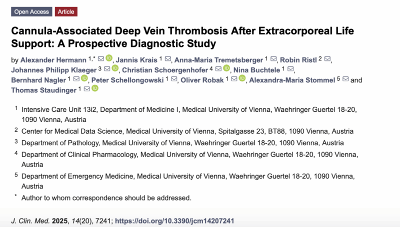 Alexander Hermann and Colleagues On Post-ECMO Thrombosis