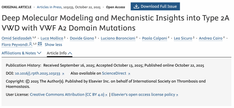 Omid Seidizadeh Shares Deep Molecular Modeling and Mechanistic Insights into Type 2A VWD
