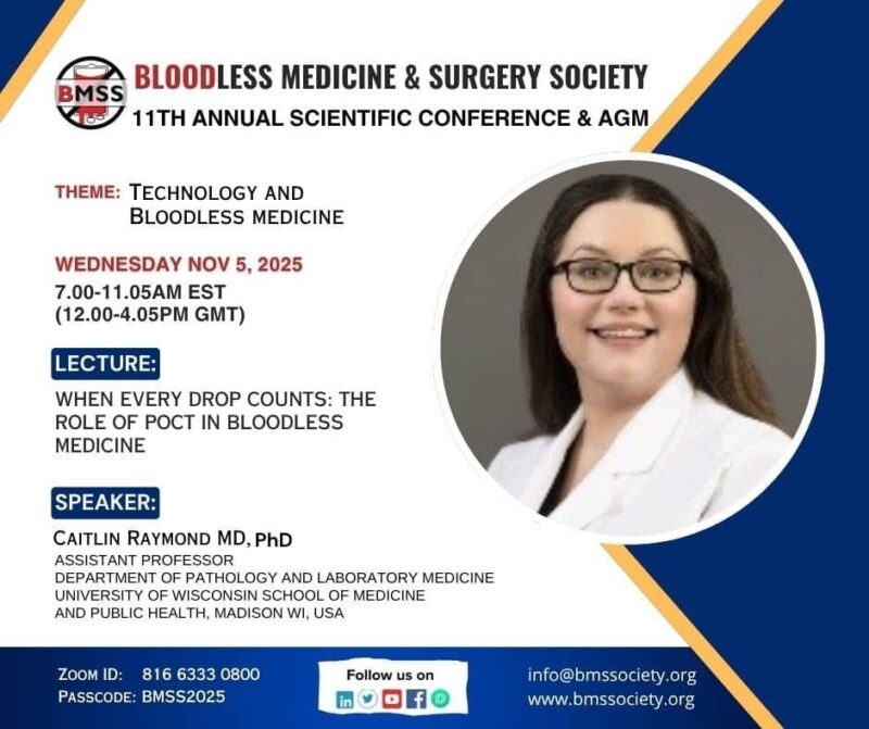 Caitlin Raymond to Speak at The 11th Annual Bloodless Medicine and Surgery Society Conference