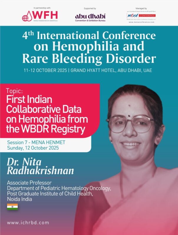 Nita Radhakrishnan to Present The First Indian Collaborative Data on Hemophilia from the WBDR Registry