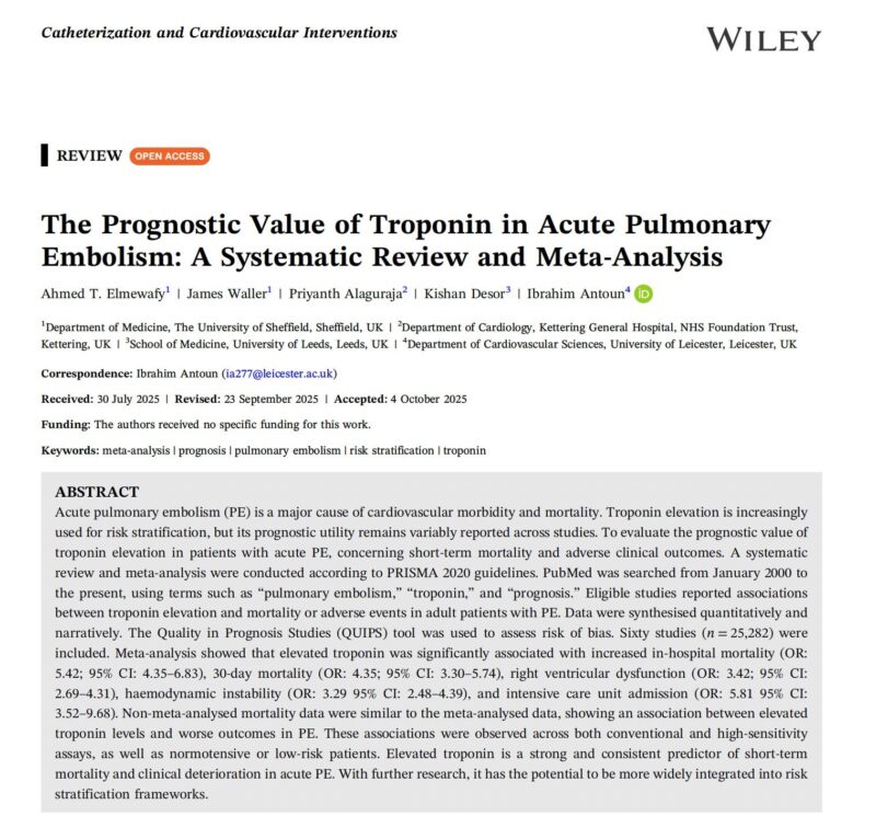Ibrahim Antoun on Prognostic Value of Troponin in Acute Pulmonary Embolism
