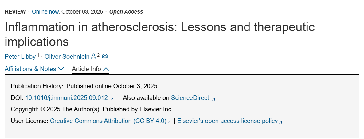 Peter Libby: Exploring Inflammation in Atherosclerosis: Lessons and Therapeutic Implications