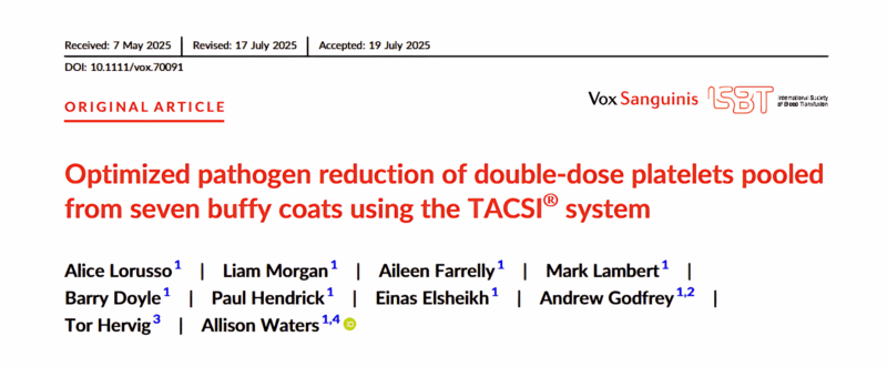 Alice Lorusso Publishes Study on Optimized Pathogen Reduction for Double-Dose Platelets 1 Platelets