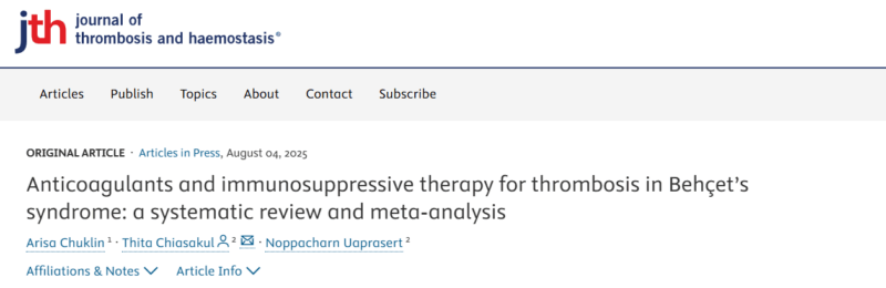 Anticoagulants and Immunosuppressives in Behçet’s Syndrome 1 Anticoagulants