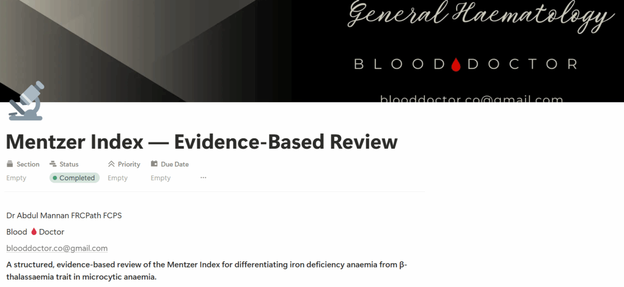 Dr Abdul Mannan: The Mentzer Index Remains a Cornerstone Screening Tool in Haematology