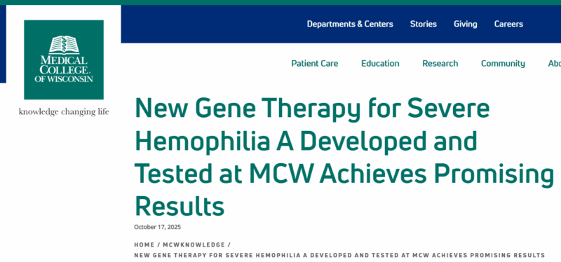 Advancing Gene Therapy Research for Hemophilia A at MCW 1 Gene Therapy