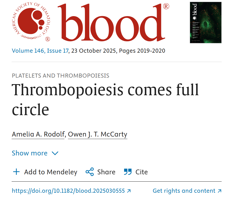 Owen McCarty: Thrombopoiesis Comes Full Circle