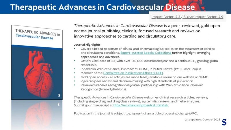 Amy Goundry Takes on The Role of Managing Editor for Therapeutic Advances in Cardiovascular Disease 1 Amy Goundry Takes on The Role of Managing Editor for Therapeutic Advances in Cardiovascular Disease