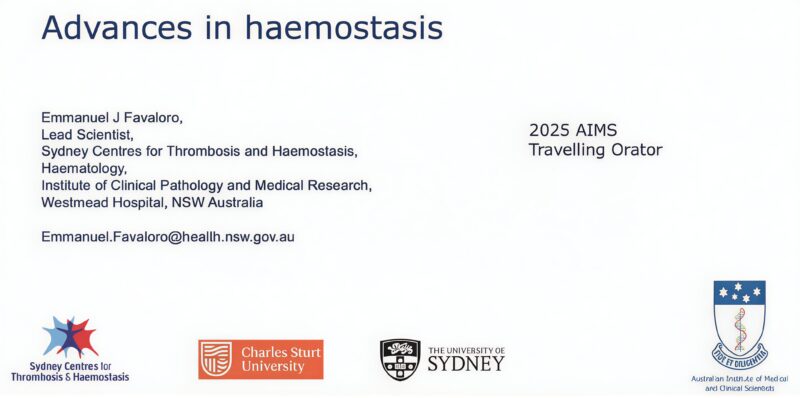 AIMS 2025: Emmanuel J Favaloro’s Haemostasis Tour Hits Finale 1 Haemostasis