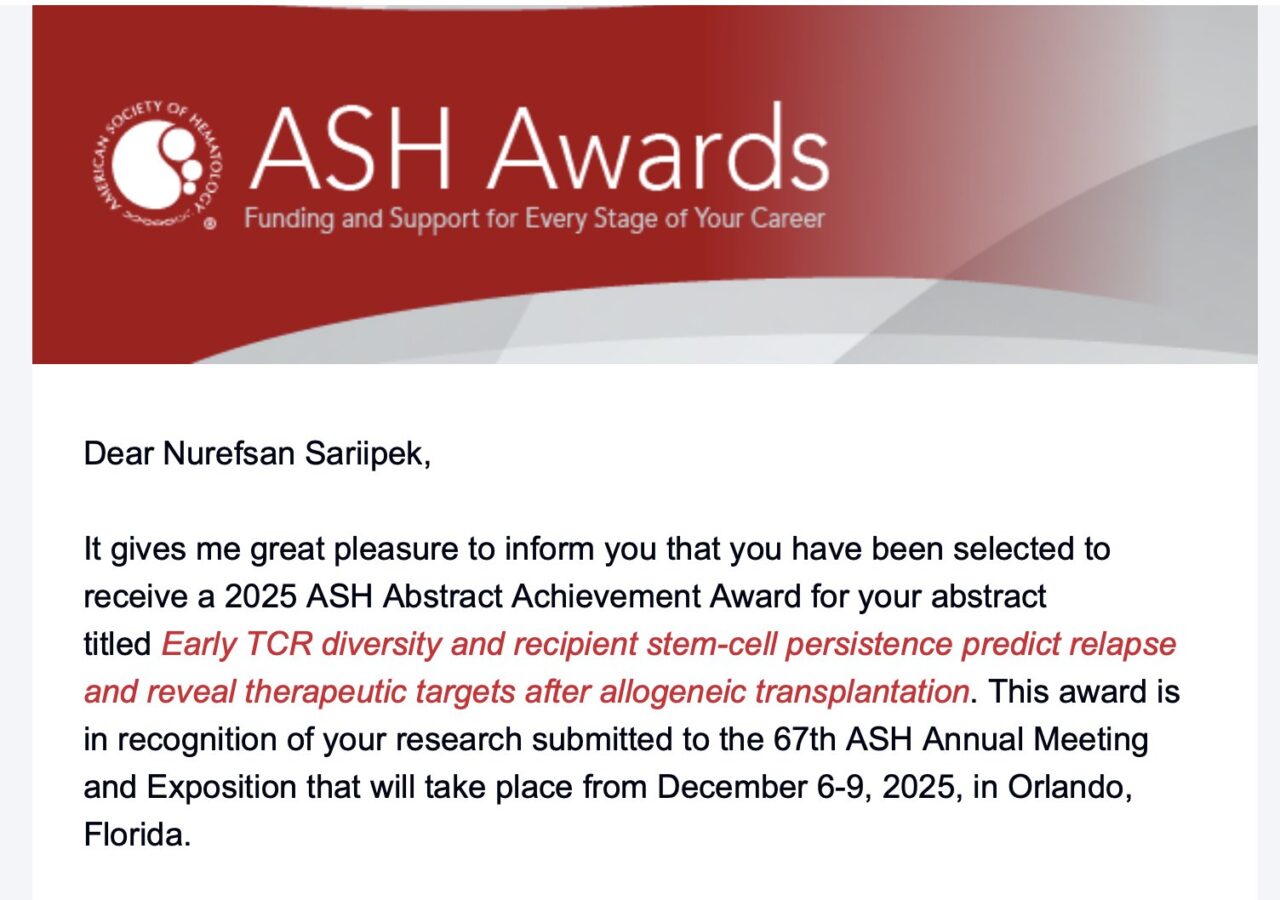Nurefsan Sariipek: Thrilled to Present Our Study at ASH This Year, with Our Paper Coming Out Soon! 1 Nurefsan Sariipek: Thrilled to Present Our Study at ASH This Year, with Our Paper Coming Out Soon!